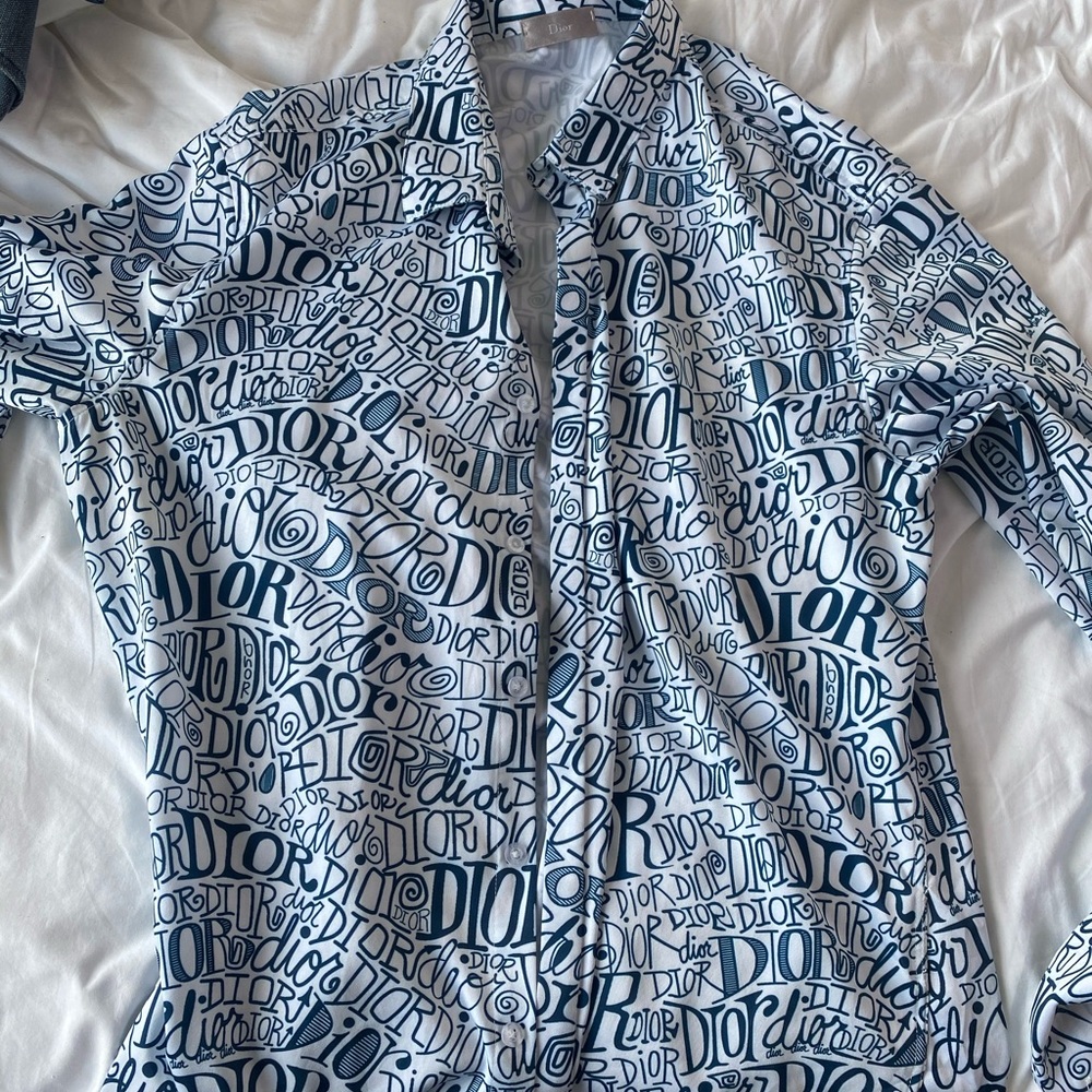 White and blue dior stussy collab